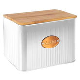 Lata Porta Biscoitos de Ferro Branca com Tampa de Madeira 8cm - Ela Decora